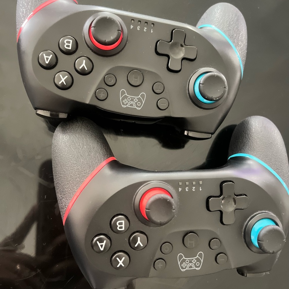 Wireless Game Controller Set for Nintendo Switch Black with Red and Blue Accents